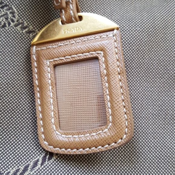 PRADA AUTHENTIC LOGO JACQUARD CALF LEATHER TOTE - Picture 5 of 8